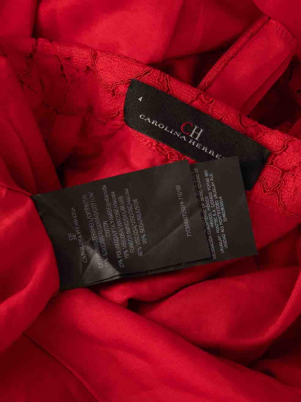 Donna Carolina Herrera Gonna al ginocchio in pizzo rosso taglia S in vendita