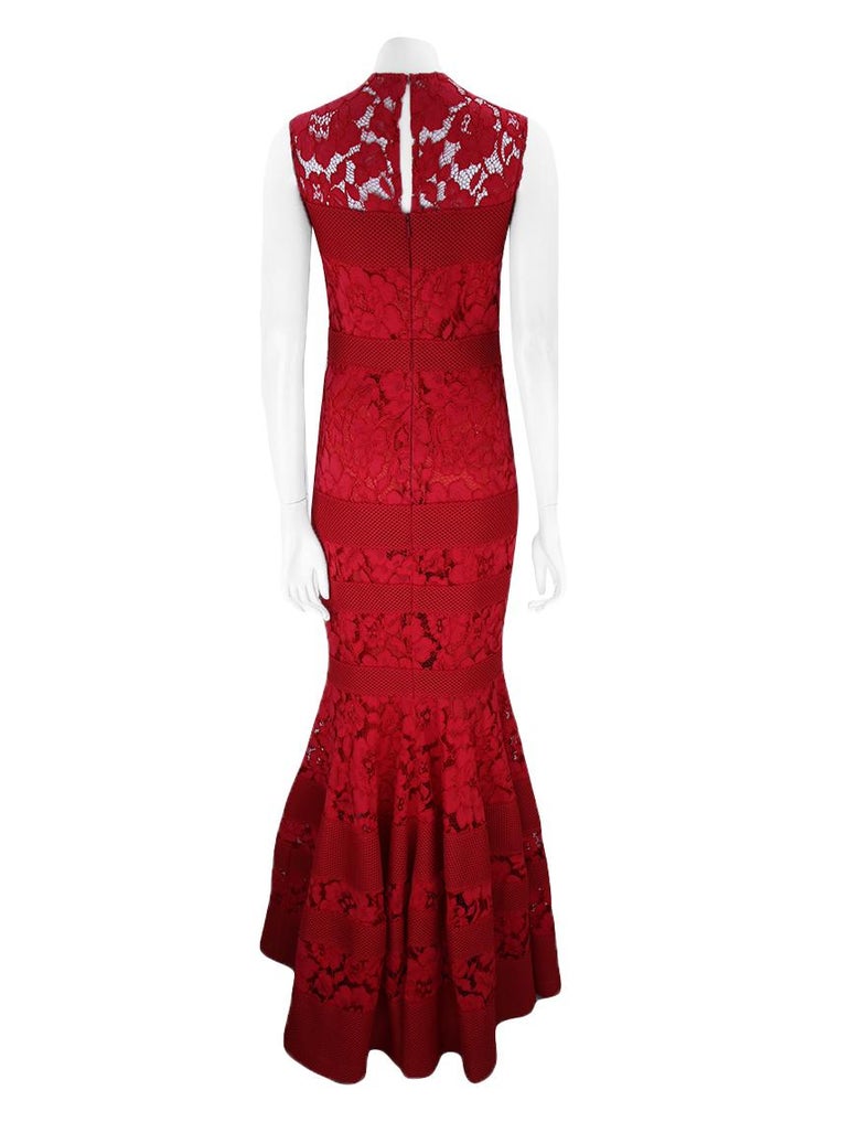 carolina herrera red lace dress CH Carolina Herrera Red Lace Belted Maxi Shirt Dress M CH Carolina Herrera