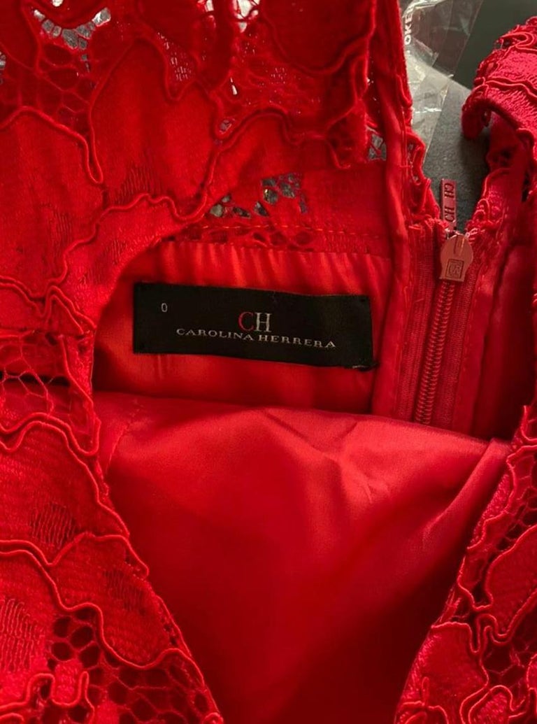 CAROLINA HERRERA RED LACE LONG Dress EU 38 at 1stDibs | carolina herrera  red lace dress, carolina herrera red dress, carolina herrera lace dress