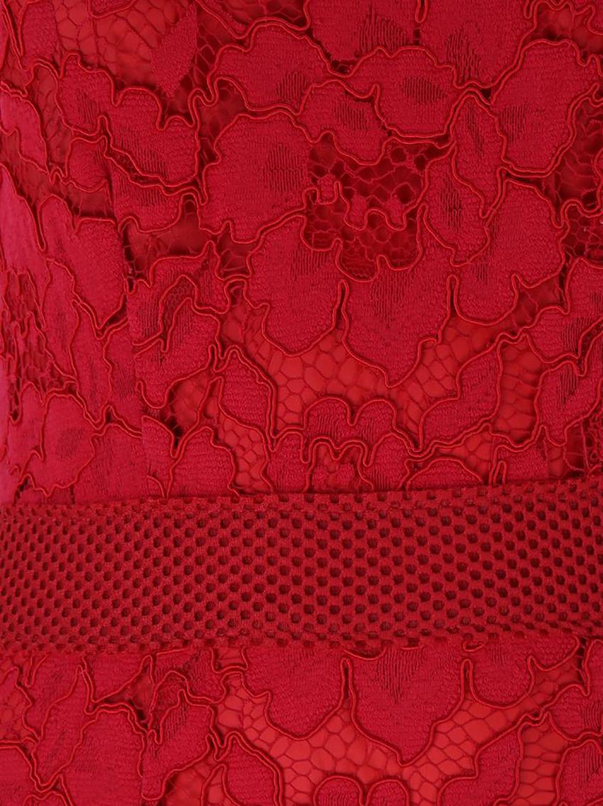 Women's CAROLINA HERRERA RED LACE LONG Dress EU 38