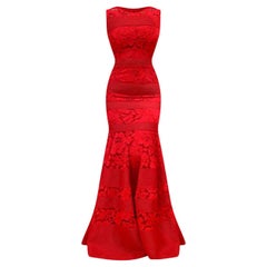 CAROLINA HERRERA ROTES SCHWARZES LANGES Kleid EU 38 