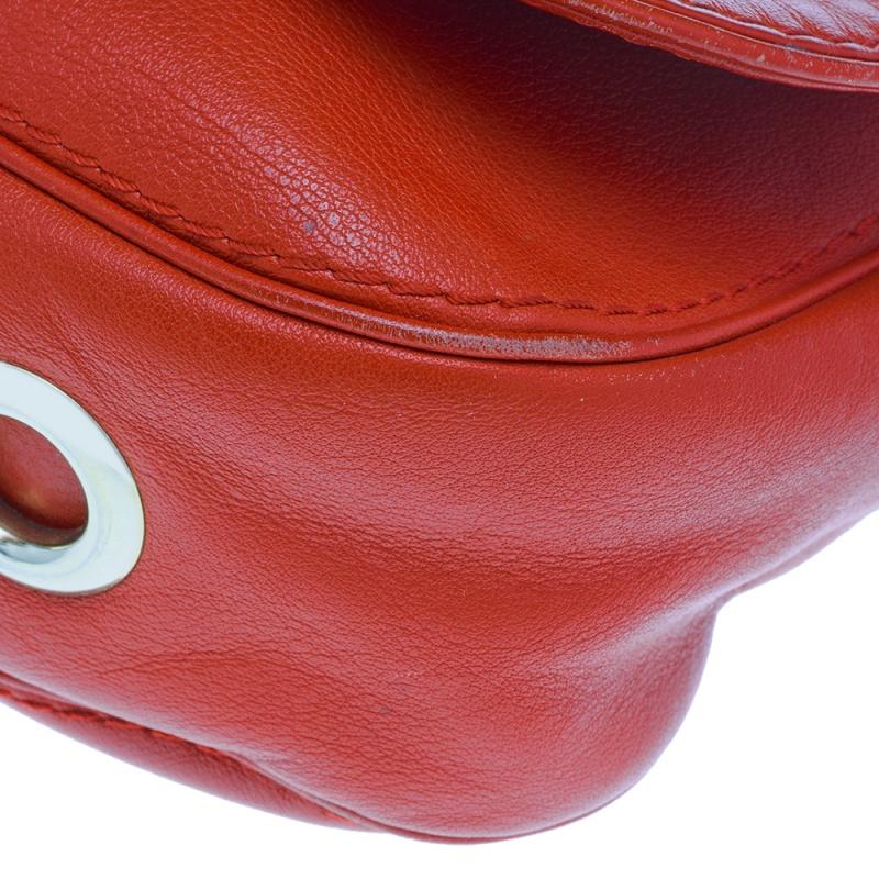 Carolina Herrera Red Leather Flap Chain Shoulder Bag 1