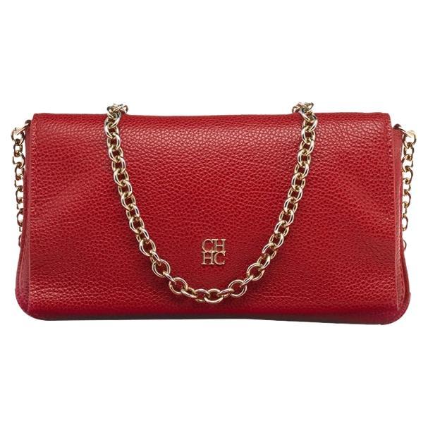 Carolina Herrera Red Leather Flap Chain Shoulder Bag at 1stDibs