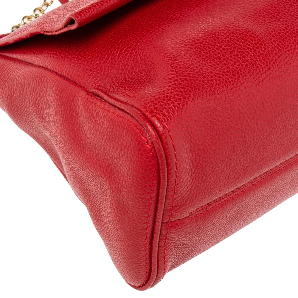 Carolina Herrera Red Leather Minuetto Flap Top Handle Bag 7