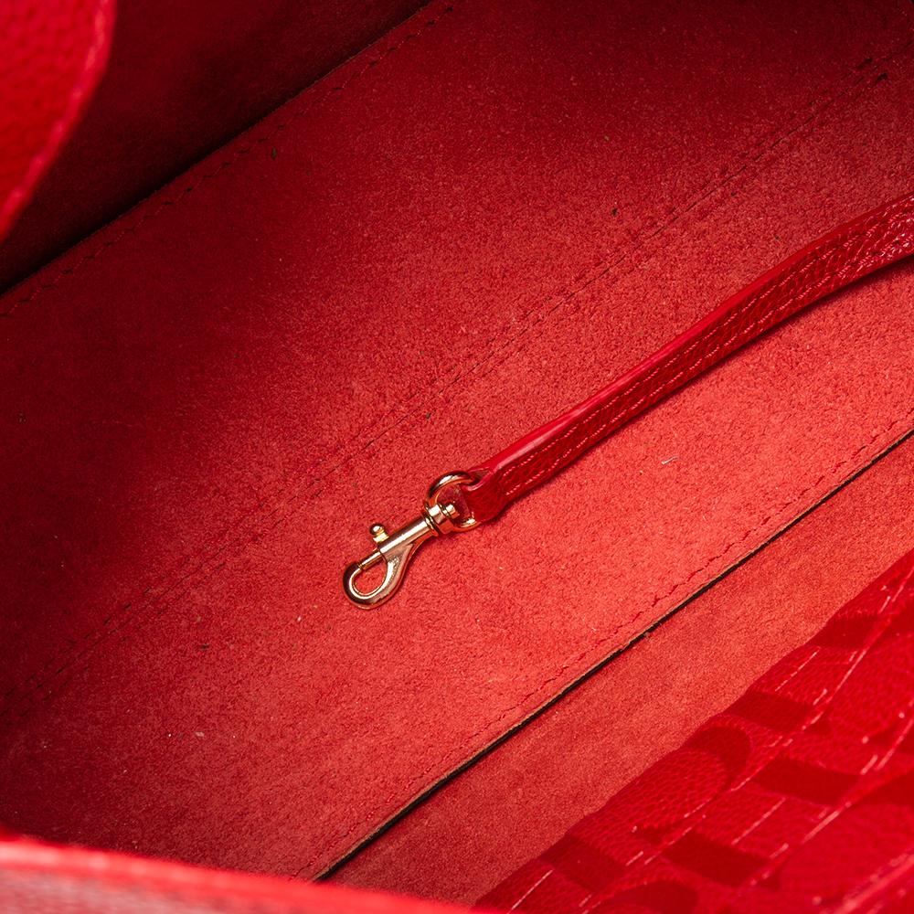 Carolina Herrera Red Leather Minuetto Flap Top Handle Bag 8