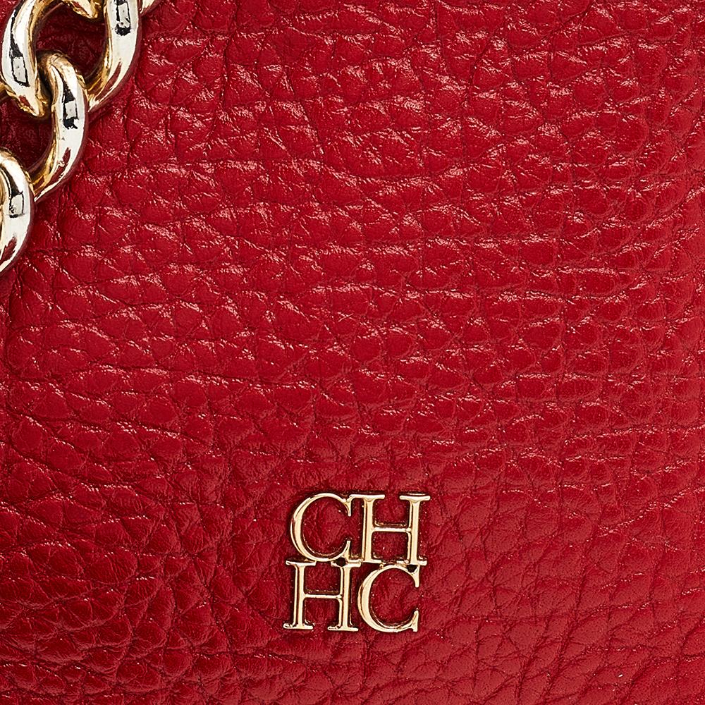 Carolina Herrera Red Leather Tassel Crossbody Bag 3