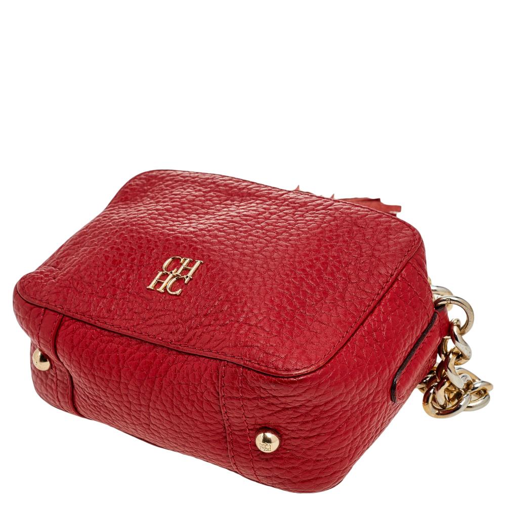 Women's Carolina Herrera Red Leather Tassel Crossbody Bag