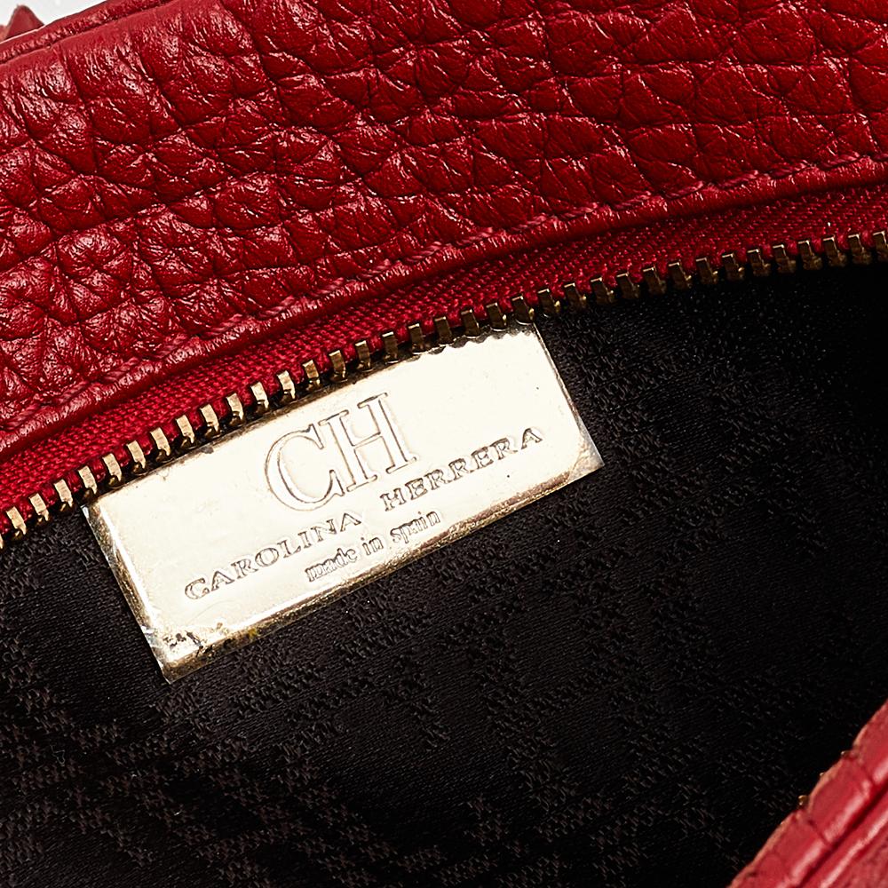 Carolina Herrera Red Leather Tassel Crossbody Bag 2