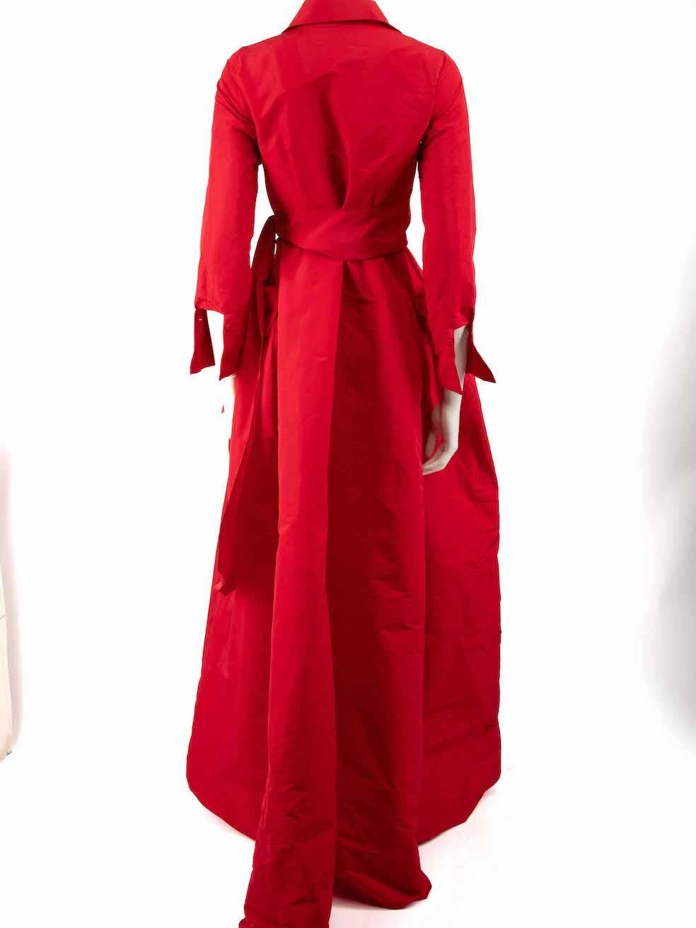 Carolina Herrera Red Maxi Long Sleeve Dress Size XXS In New Condition In London, GB