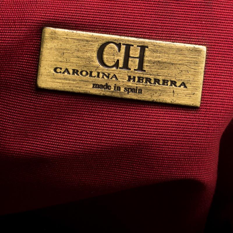 Carolina Herrera Red Monogram Leather Chain Shoulder Bag 4