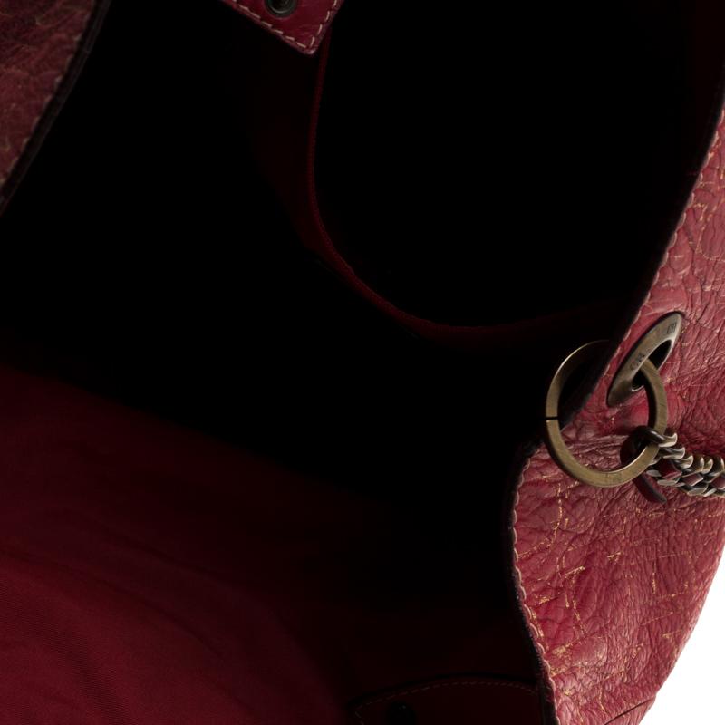 Carolina Herrera Red Monogram Leather Chain Shoulder Bag 3