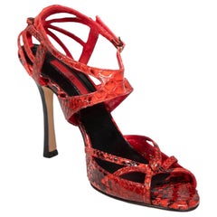 Carolina Herrera Red Python Heeled Sandals Size IT 37