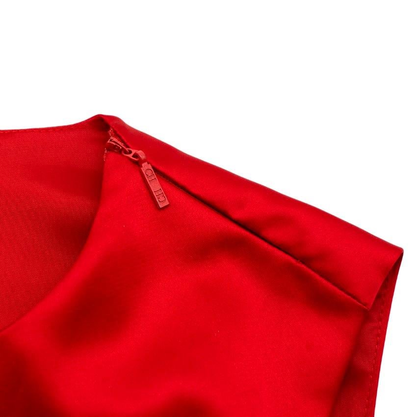 red pleated midi dress