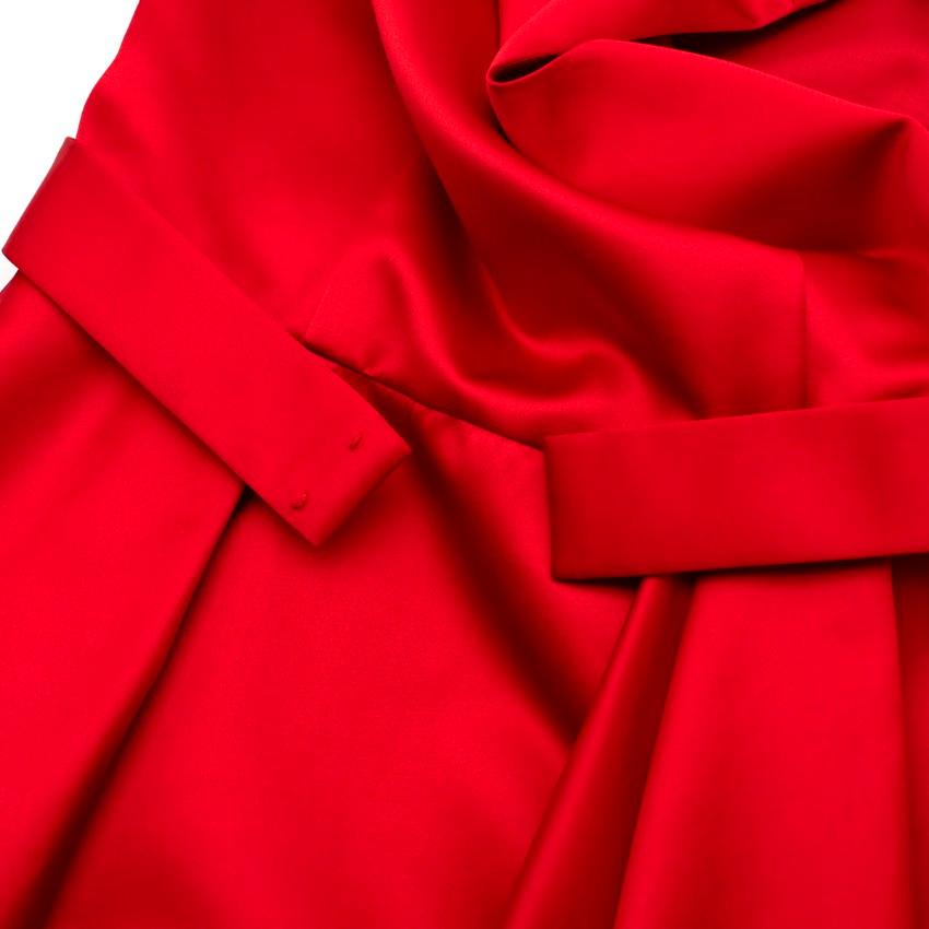 Women's Carolina Herrera Red Satin Pleated Midi Dress