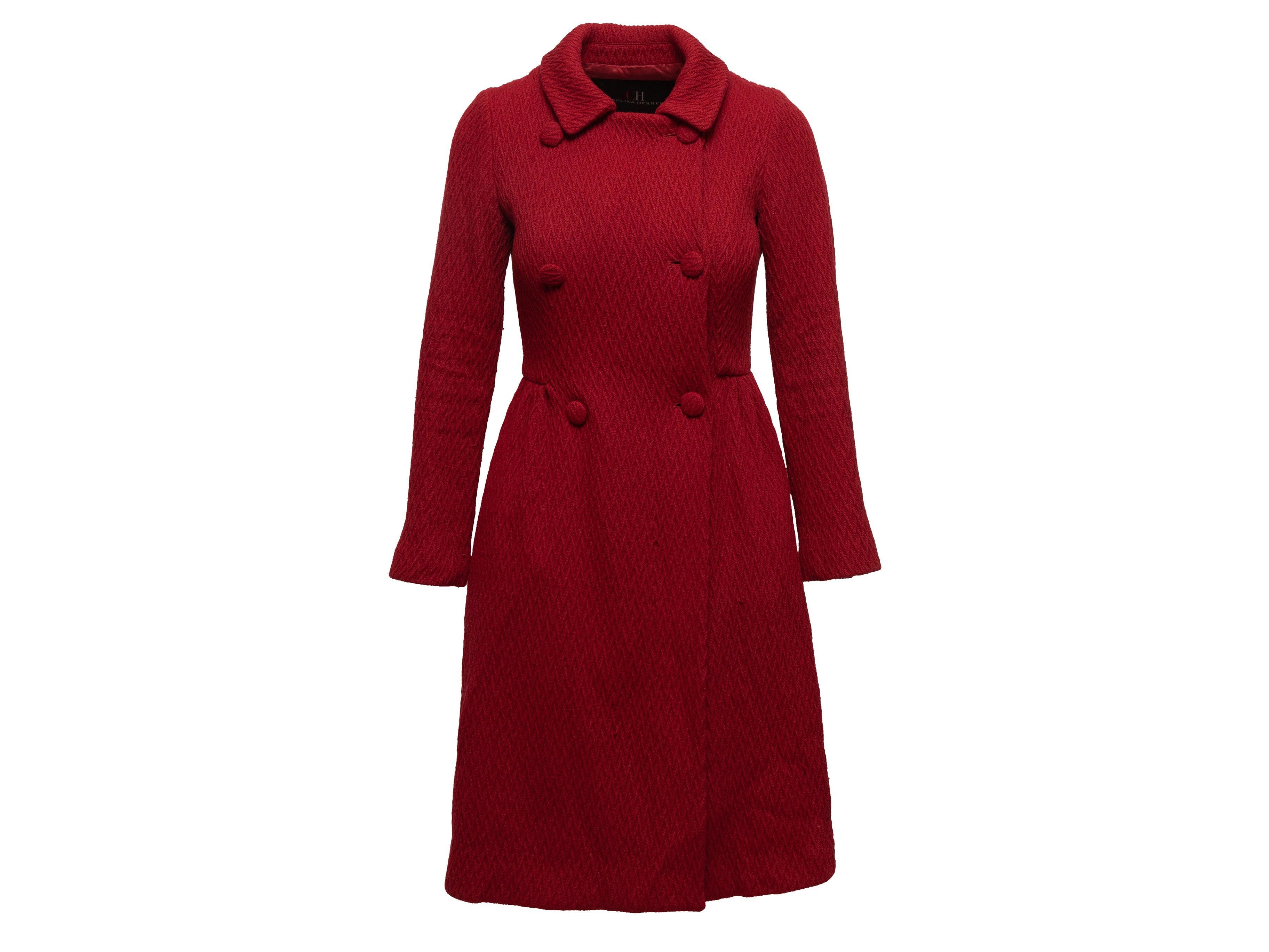 Women's Carolina Herrera Red Wool Textured Coat
