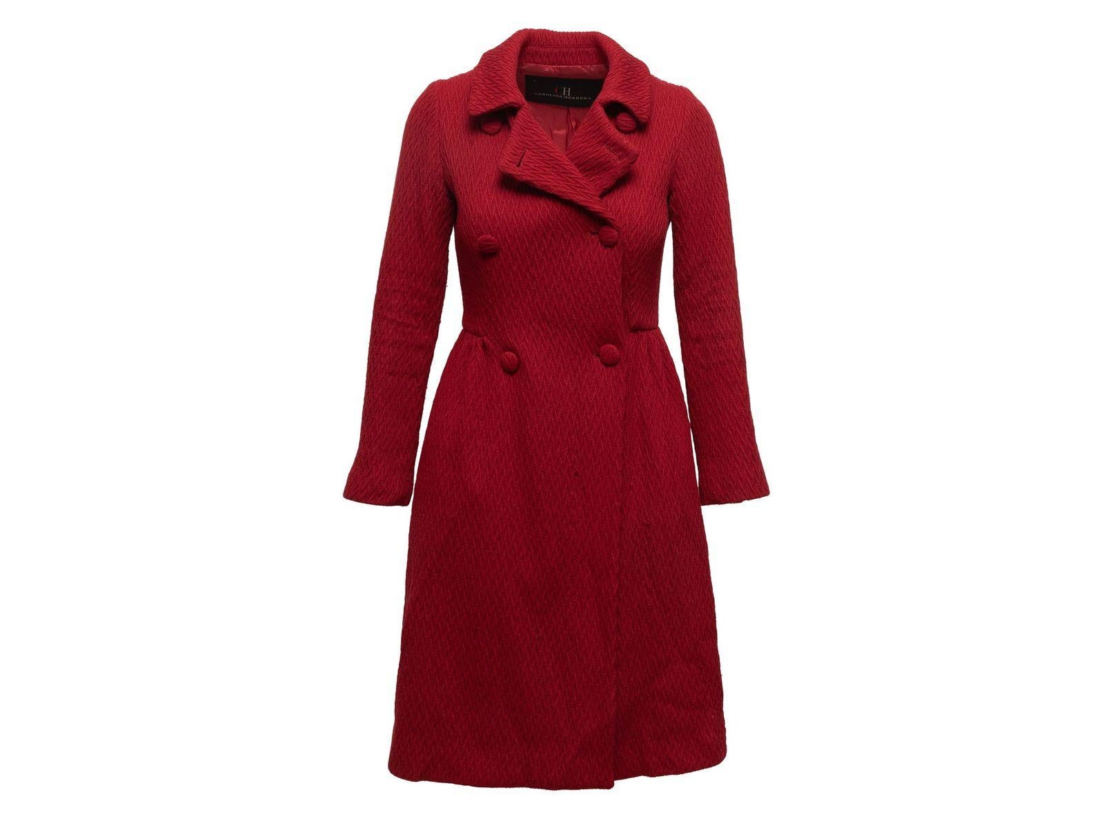 Carolina Herrera Red Wool Textured Coat 1