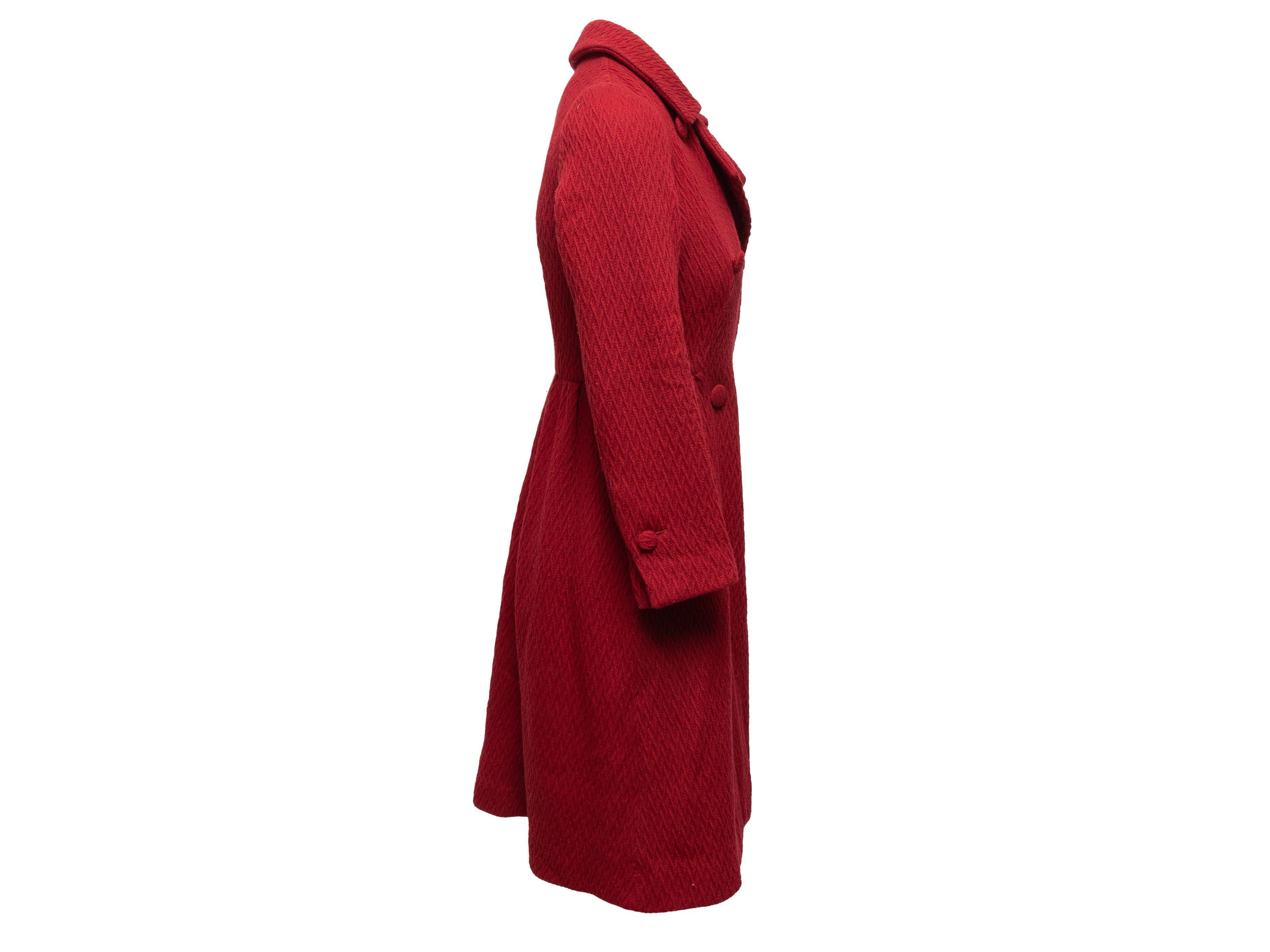 Carolina Herrera Red Wool Textured Coat 2