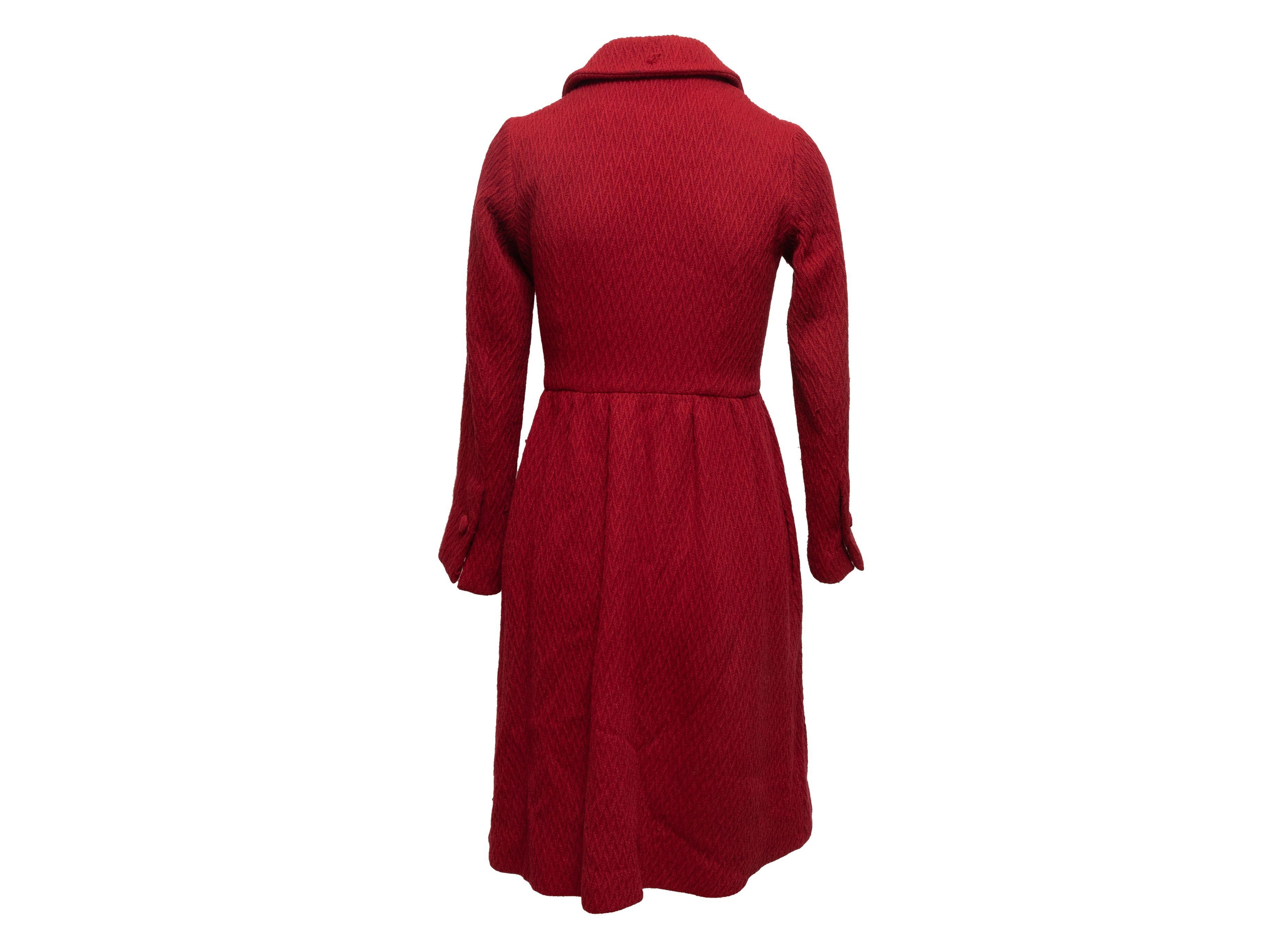 Carolina Herrera Red Wool Textured Coat 3