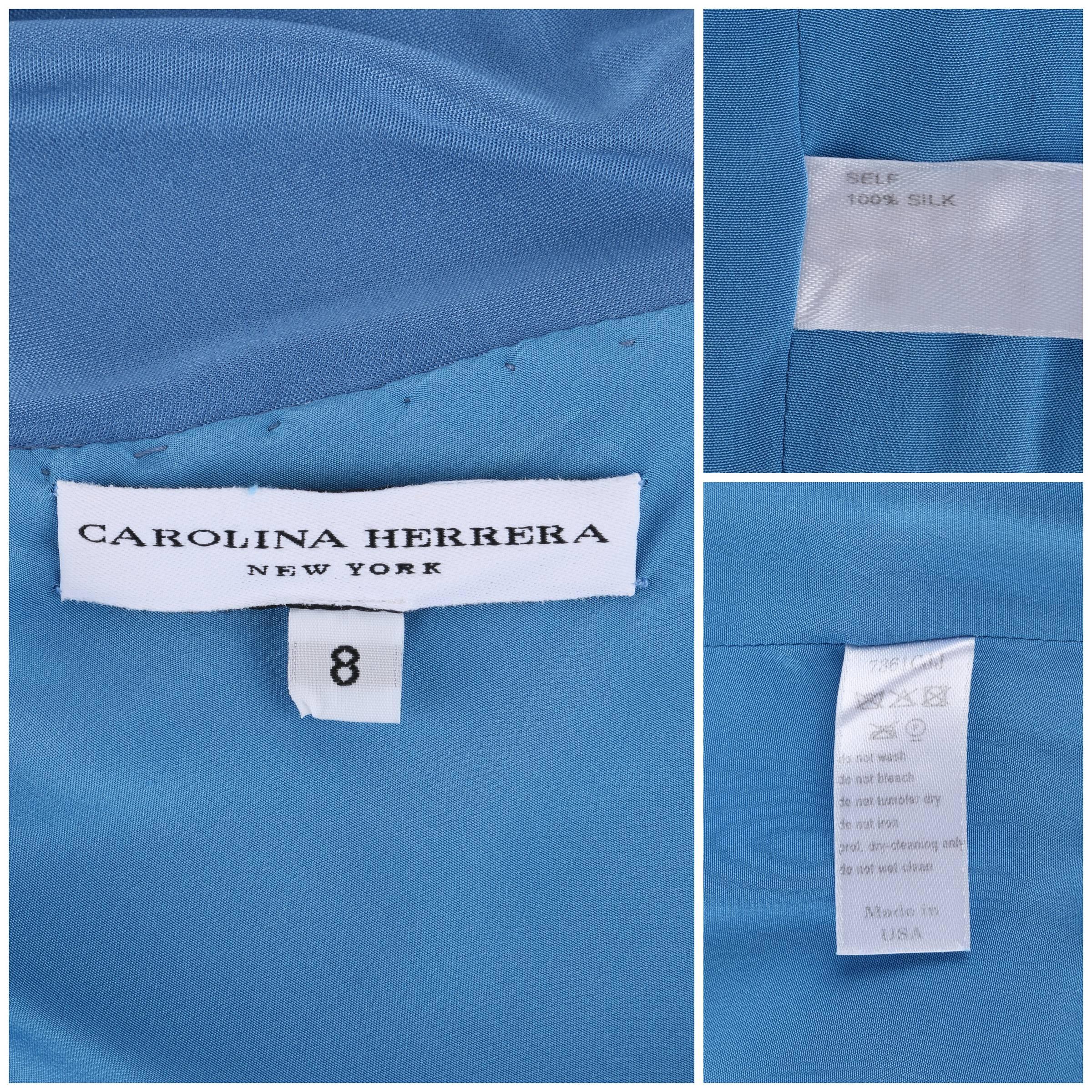 Women's CAROLINA HERRERA Resort 2011 Blue Silk Grecian Draped One Shoulder Evening Gown