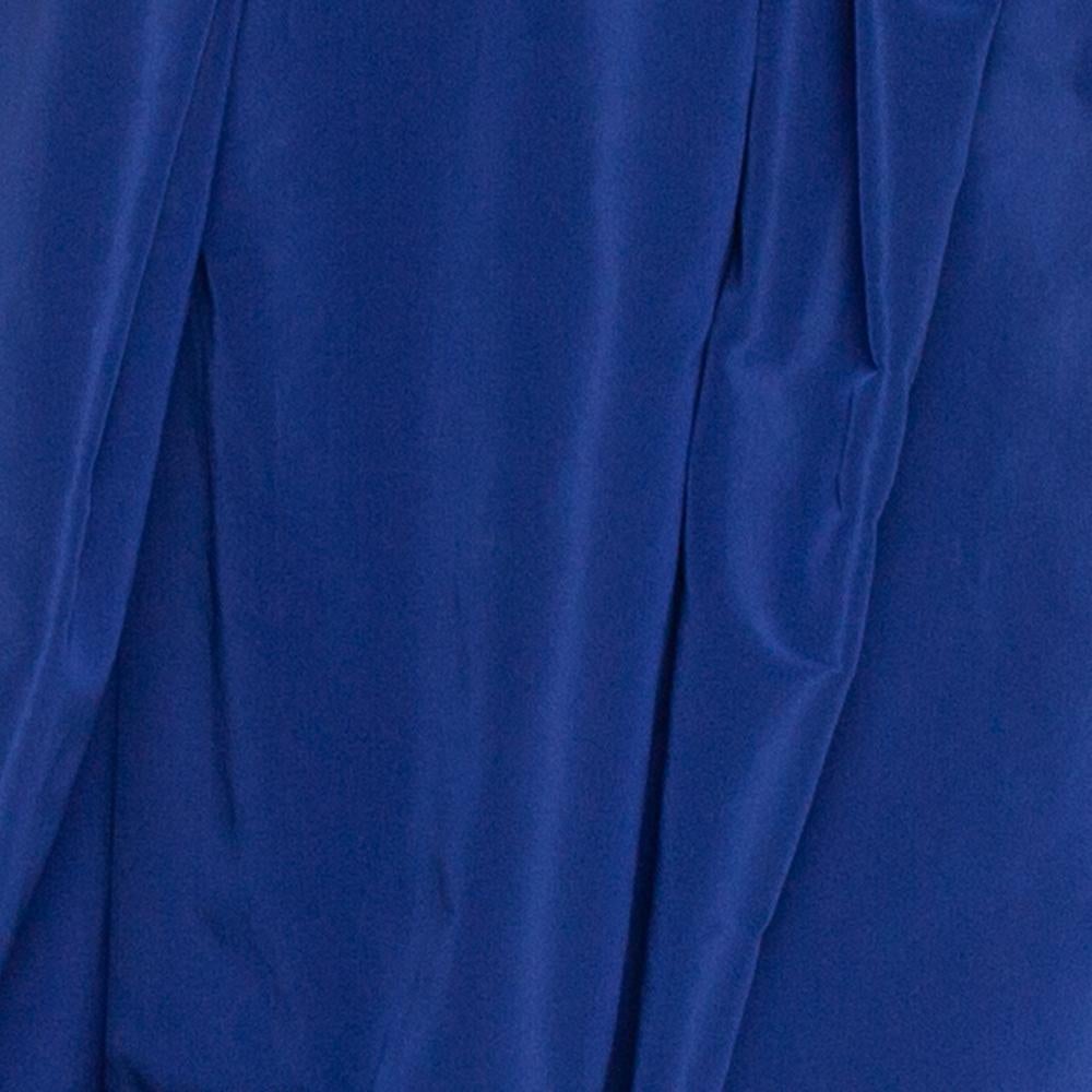 Women's Carolina Herrera Royal Blue Silk Off Shoulder Gown L
