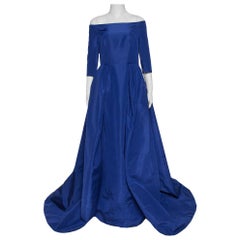 Carolina Herrera - Robe asymétrique en soie bleu royal L