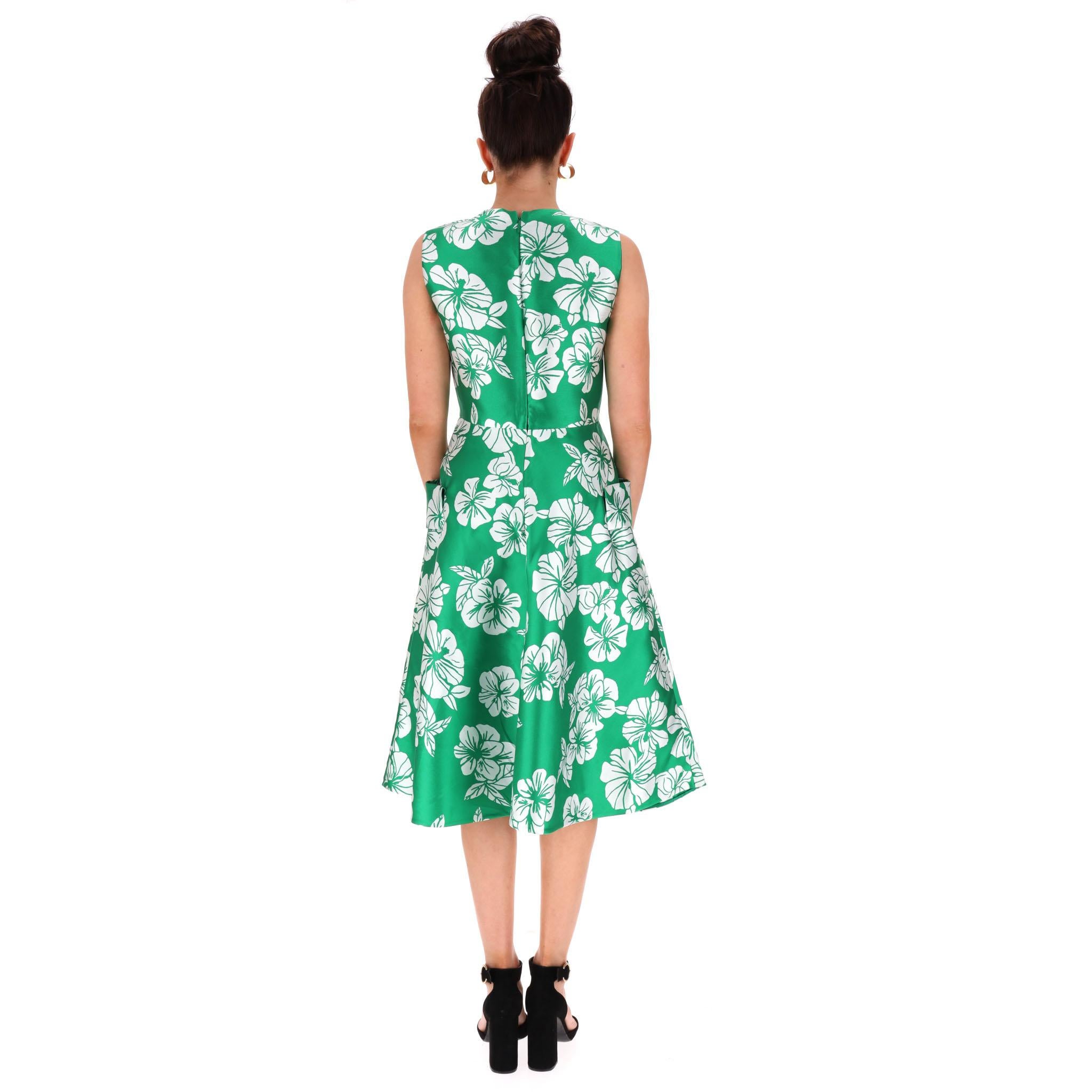 Carolina Herrera Satin Floral Dress In Excellent Condition In London, GB
