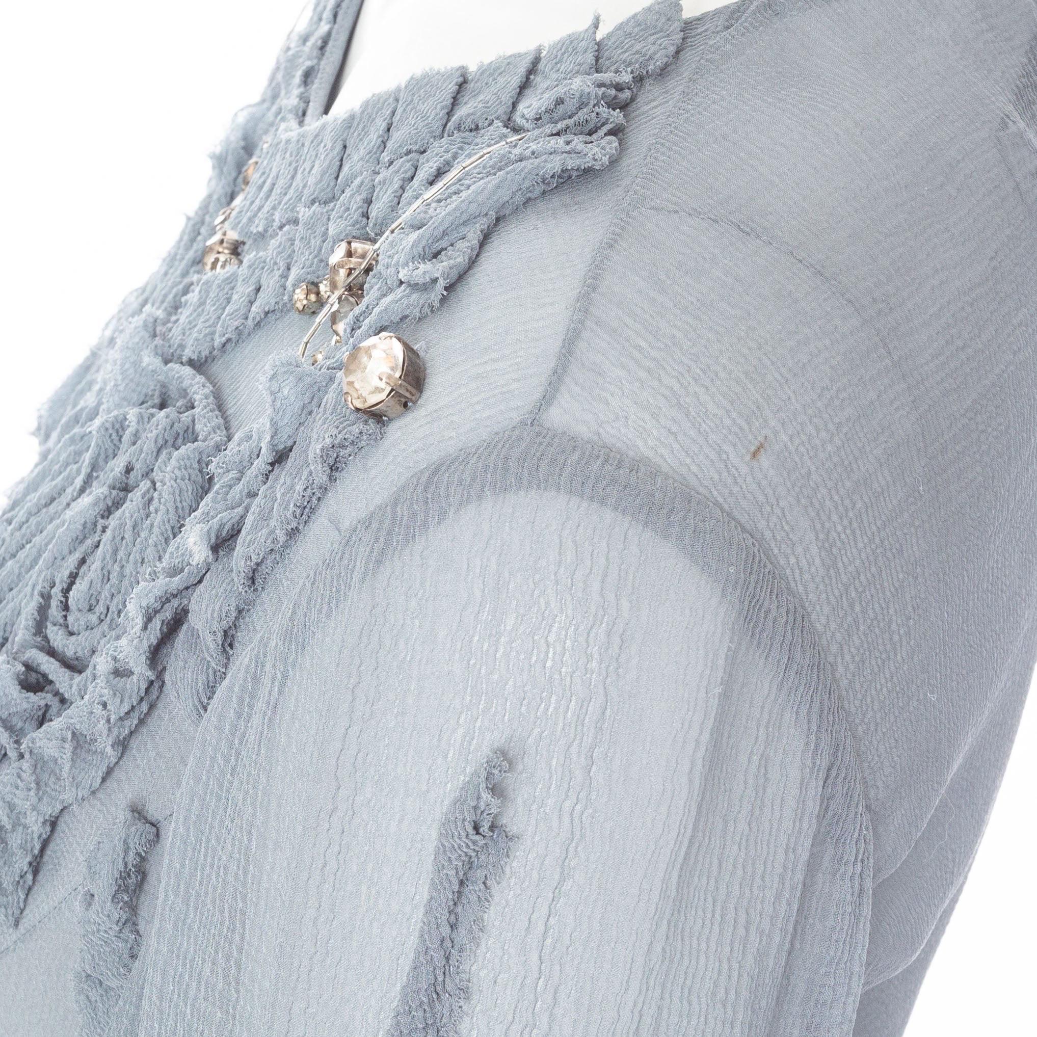 Carolina Herrera: camicetta con piume e strass trasparenti Autunno 2008 in vendita 2