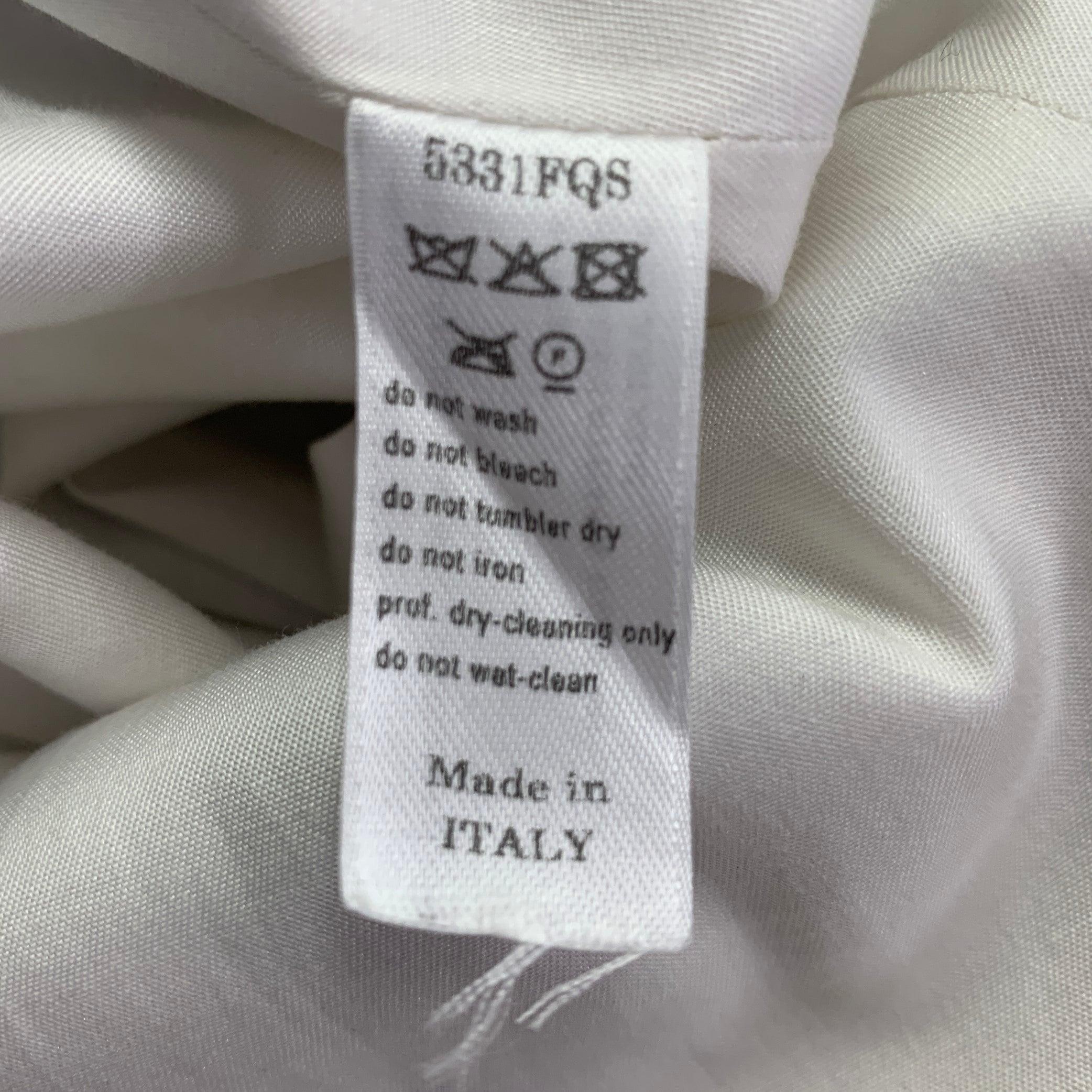CAROLINA HERRERA Size 12 White Indigo Cotton Blend Abstract Floral Dress For Sale 2