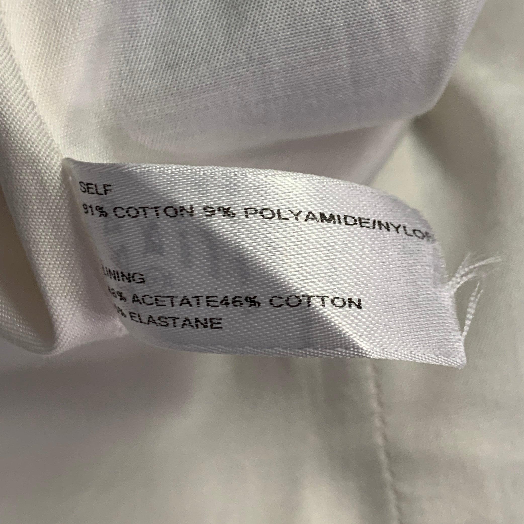 CAROLINA HERRERA Size 12 White Indigo Cotton Blend Abstract Floral Dress For Sale 3