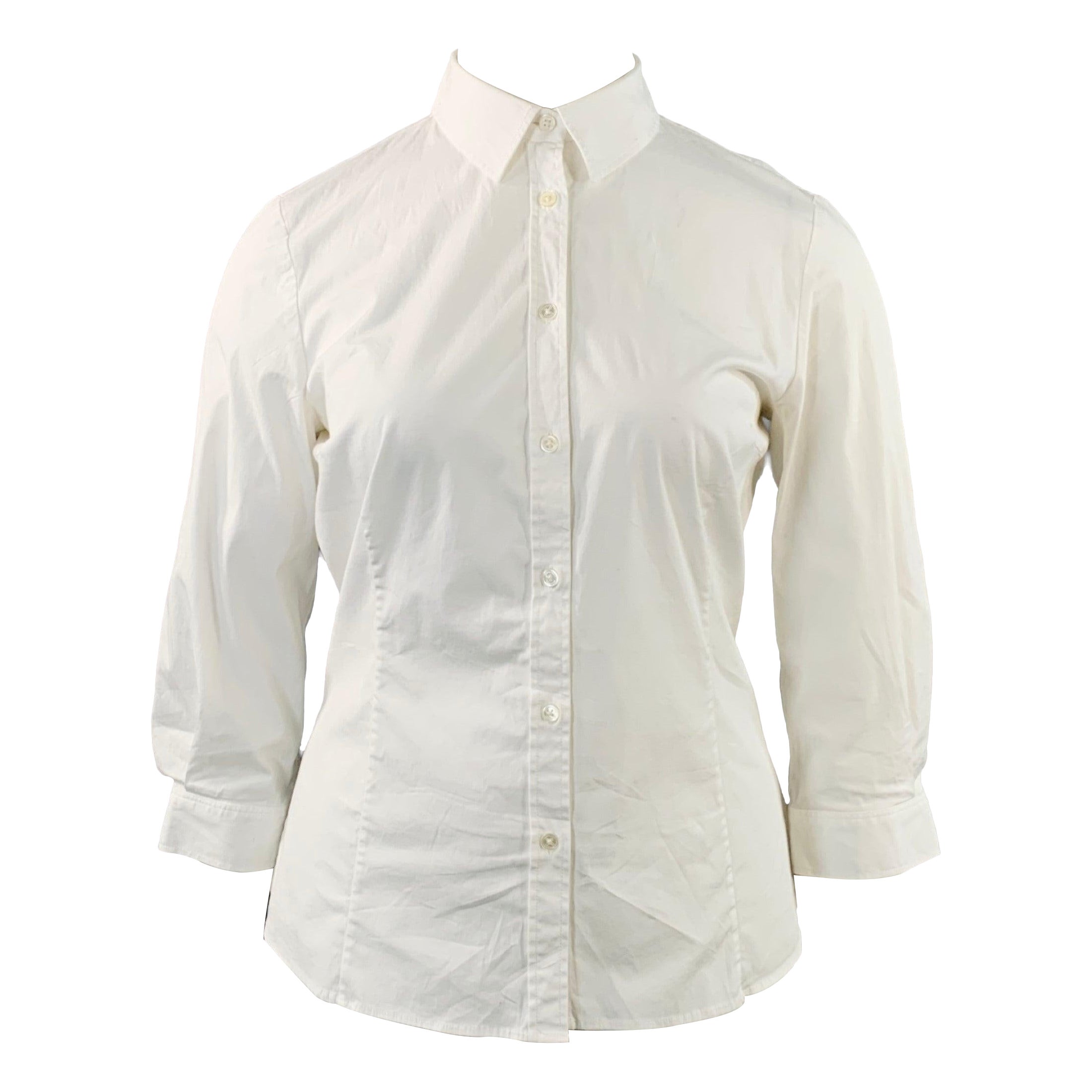 CAROLINA HERRERA Taille 14 Chemise en coton mélangé blanc à manches 3/4 et col roulé