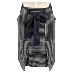 CAROLINA HERRERA Size 2 Black & White Stripe Cotton Polyester A-Line Skirt