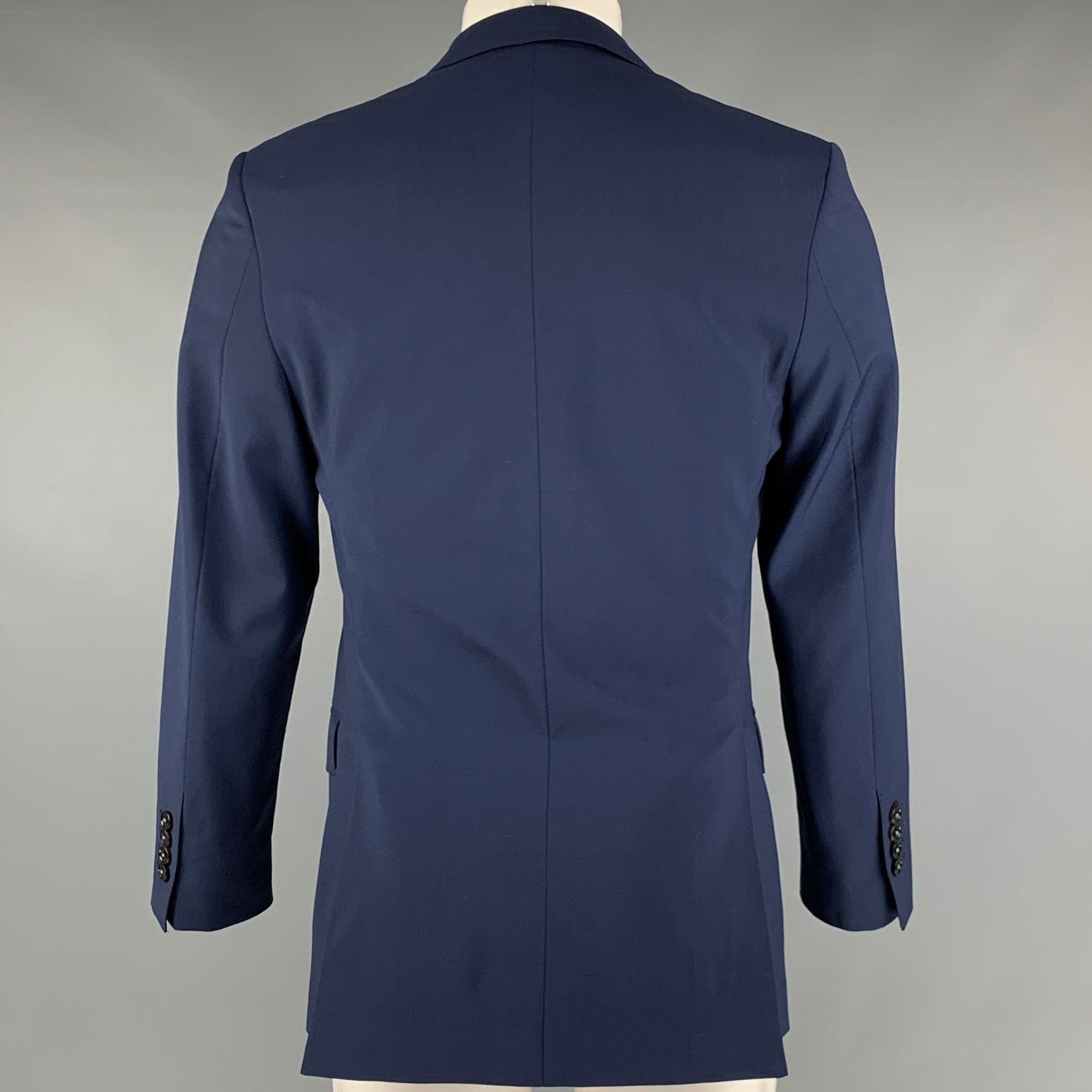 Men's CAROLINA HERRERA Size 38 Navy Virgin Wool Single Breasted Sport Coat For Sale