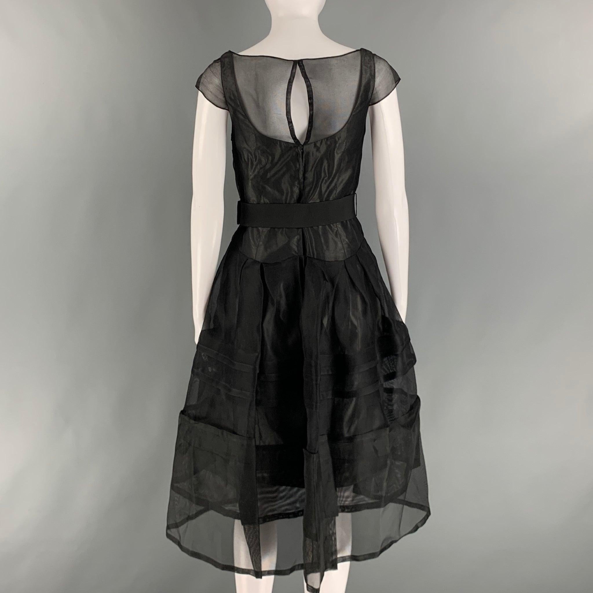 CAROLINA HERRERA Größe 4 Schwarzes A-Linien-Kleid aus Seide mit durchsichtiger A-Linie im Angebot 1