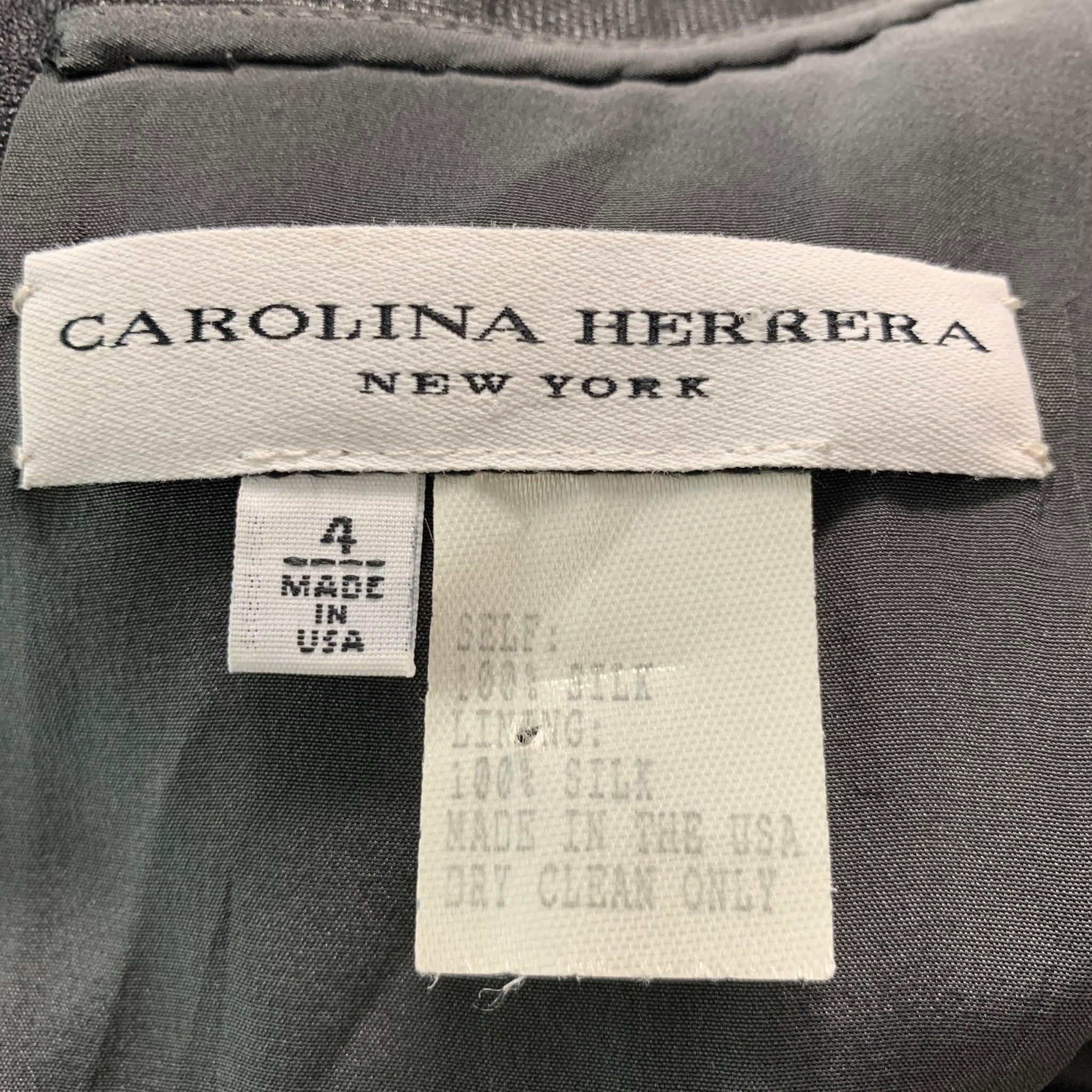 CAROLINA HERRERA Size 4 Black Silk See Through A-Line Dress For Sale 2