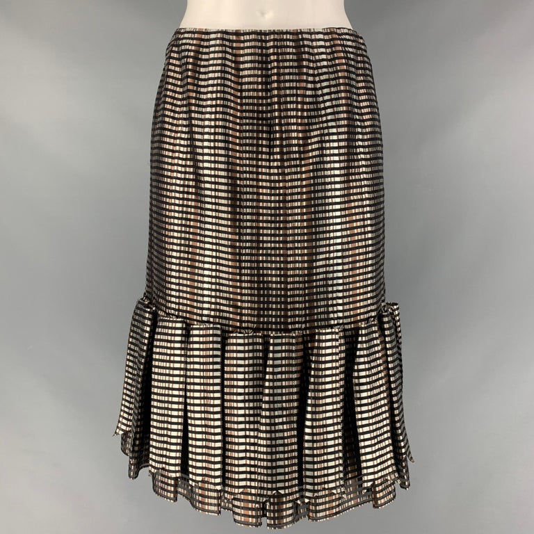 Checkered Pleated Skirt with Lining main image 1