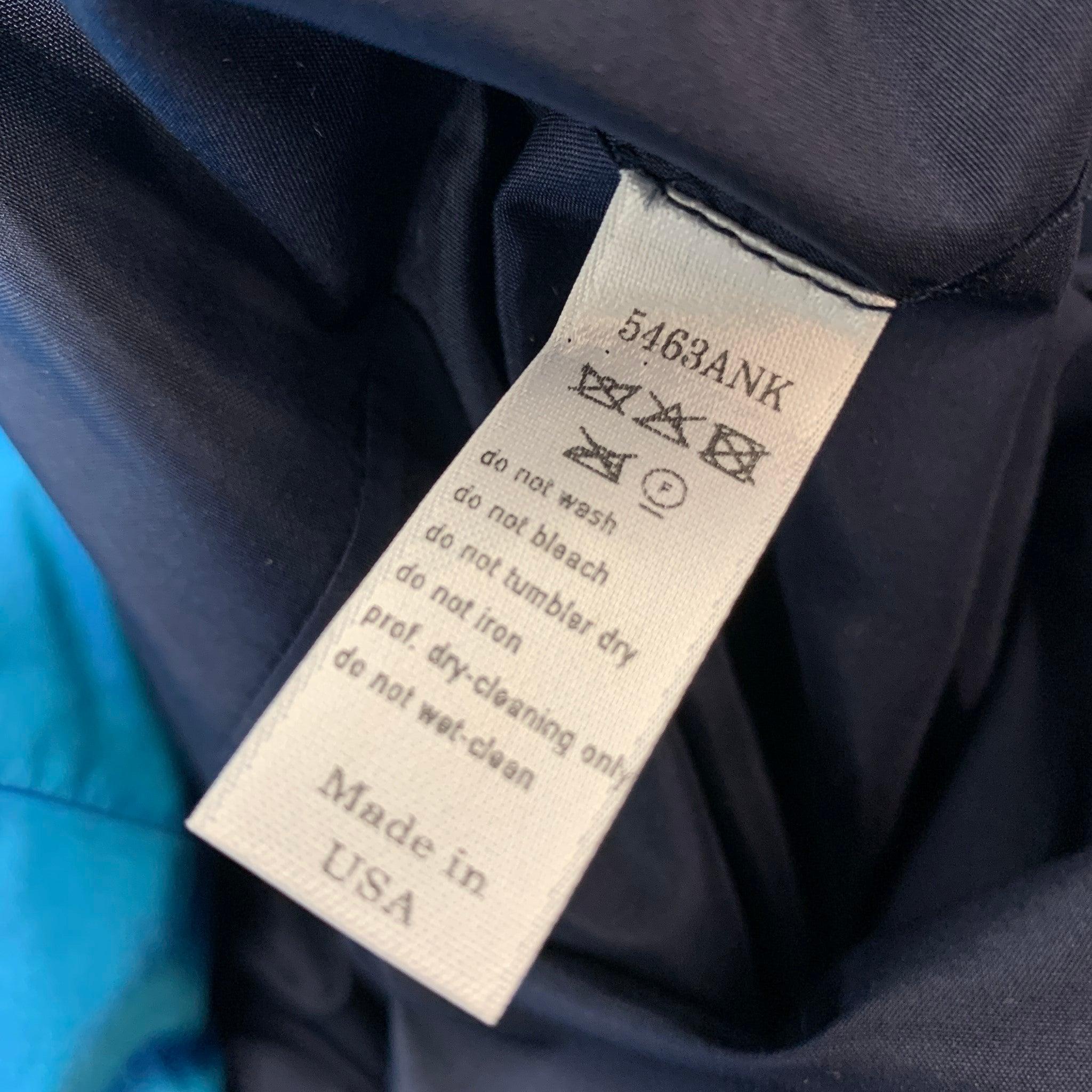 CAROLINA HERRERA Size 6 Blue & Navy Cotton / Polyester Strapless A-Line Dress For Sale 2