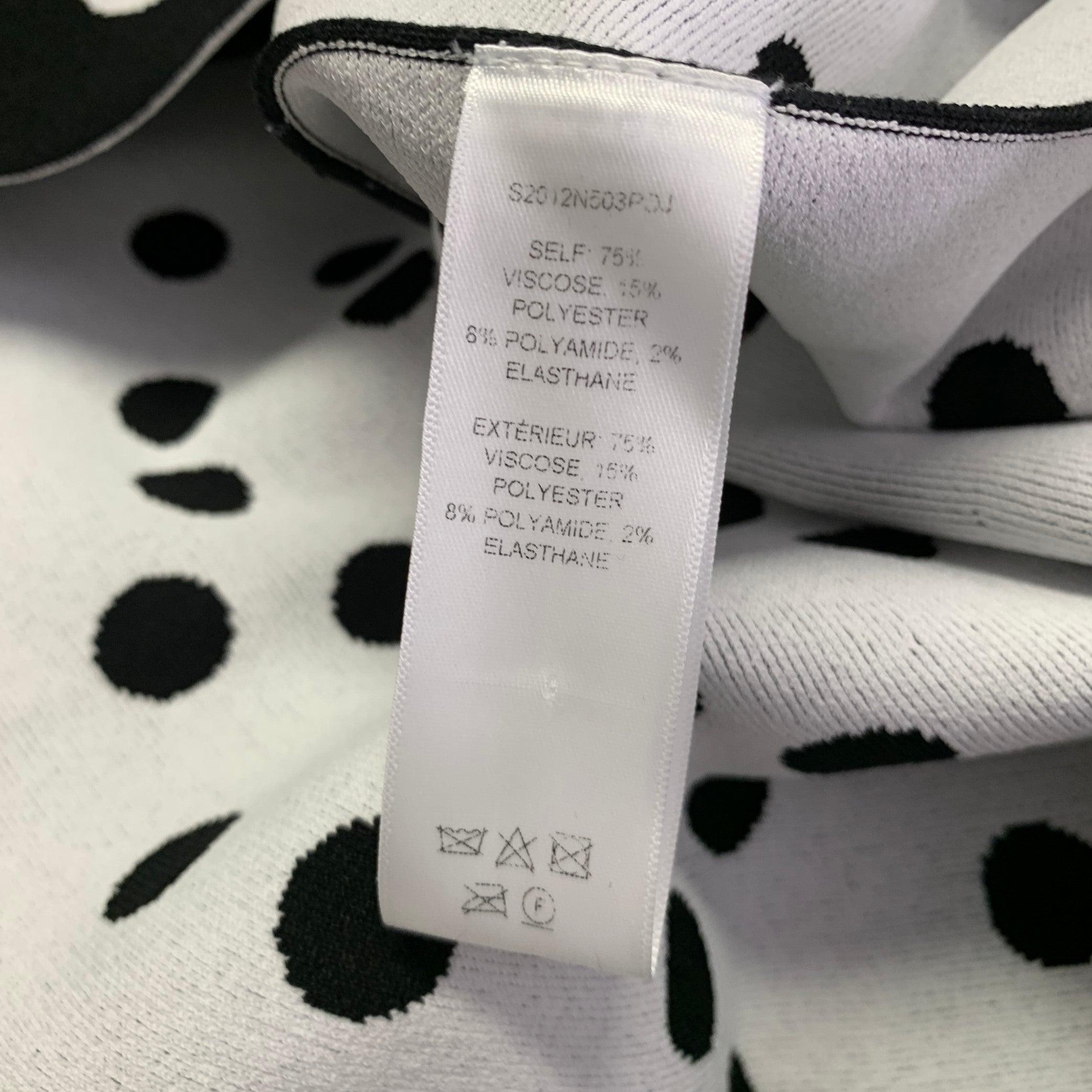CAROLINA HERRERA Size M Black White Viscose Blend Polka Dot A-Line Dress For Sale 2