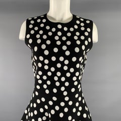 CAROLINA HERRERA Taille M Noir Blanc Viscose Elastane Polka Dot Cocktail Dress