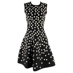 CAROLINA HERRERA Taille M Noir Blanc Viscose Elastane Polka Dot Cocktail Dress