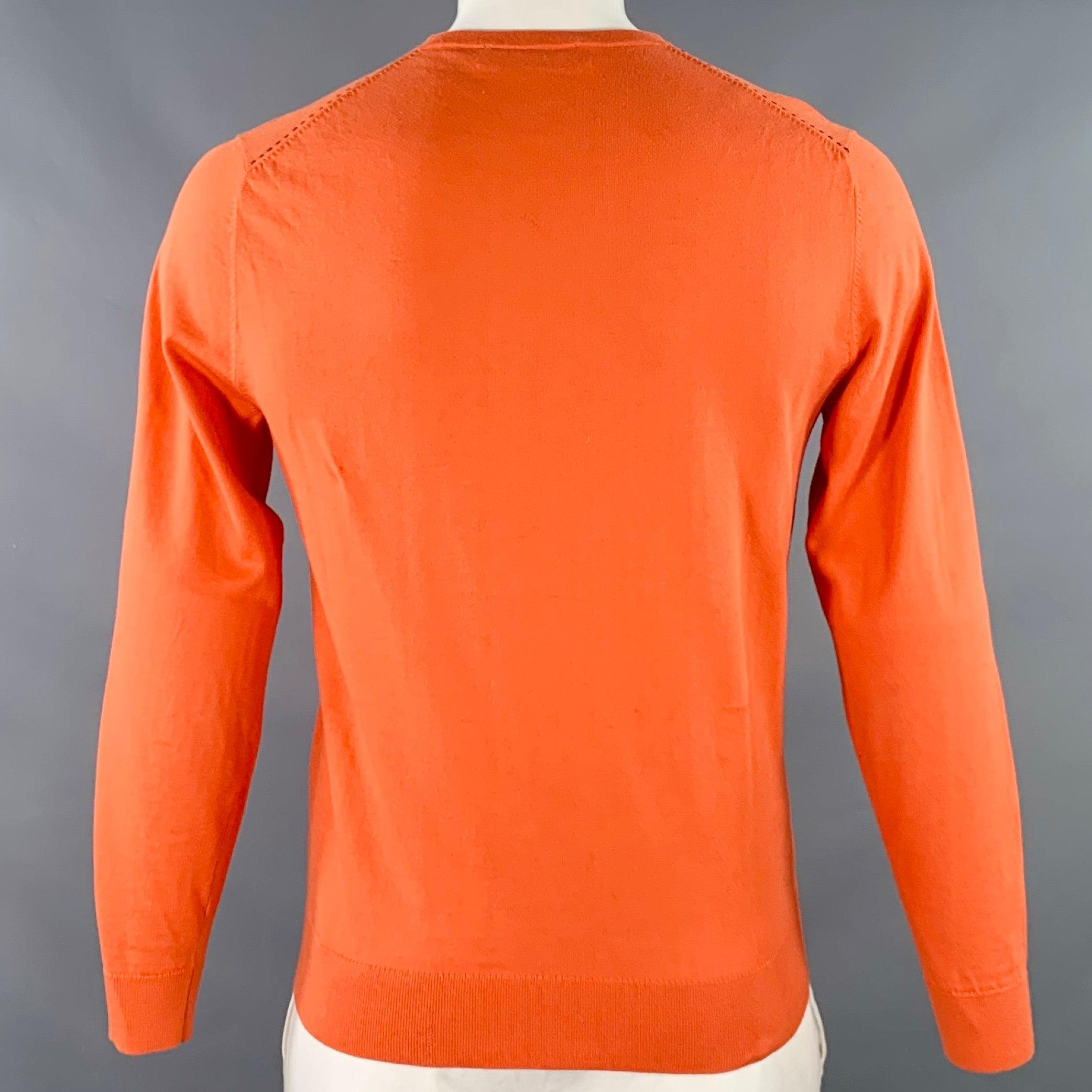 Men's CAROLINA HERRERA Size M Orange Cotton V-Neck Pullover For Sale