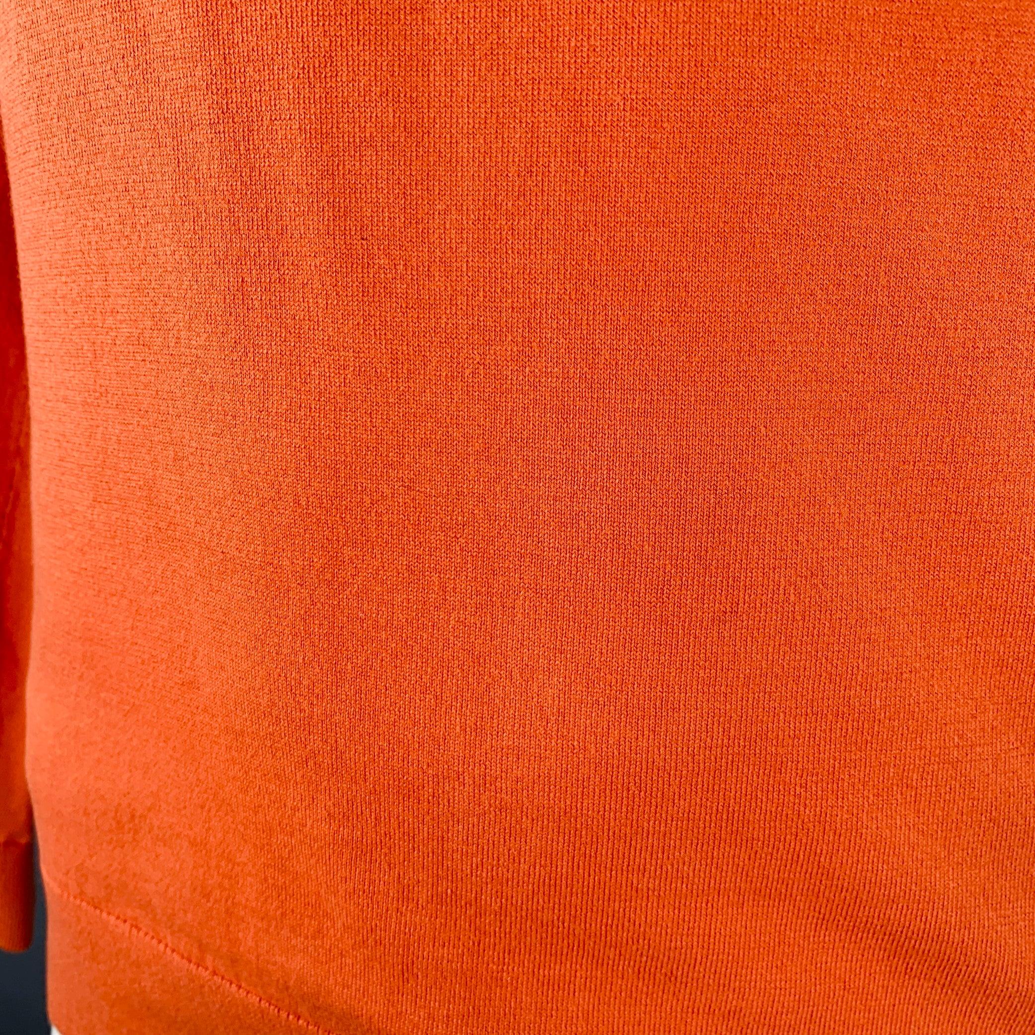 CAROLINA HERRERA Size M Orange Cotton V-Neck Pullover For Sale 2