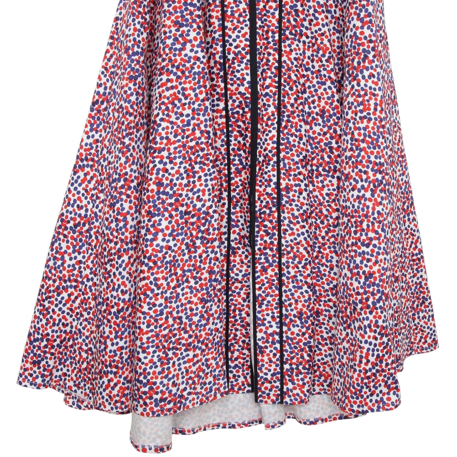 Gray CAROLINA HERRERA Skirt Umbrella Polka Dot Full Maxi Cotton Blend Dress Sz 8 For Sale