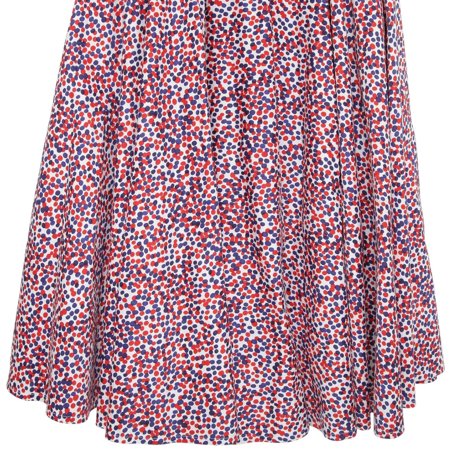 CAROLINA HERRERA Jupe Umbrella Polka Dot Full Maxi Cotton Blend Dress Sz 8 en vente 1