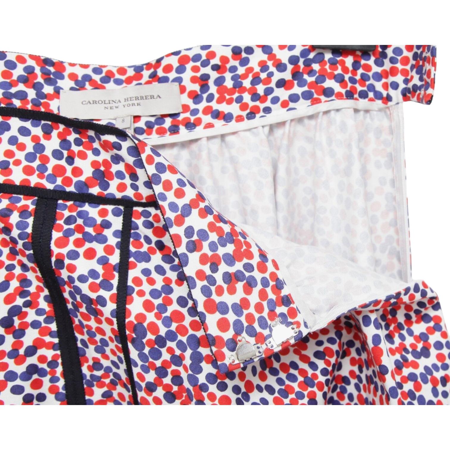 CAROLINA HERRERA Skirt Umbrella Polka Dot Full Maxi Cotton Blend Dress Sz 8 For Sale 3