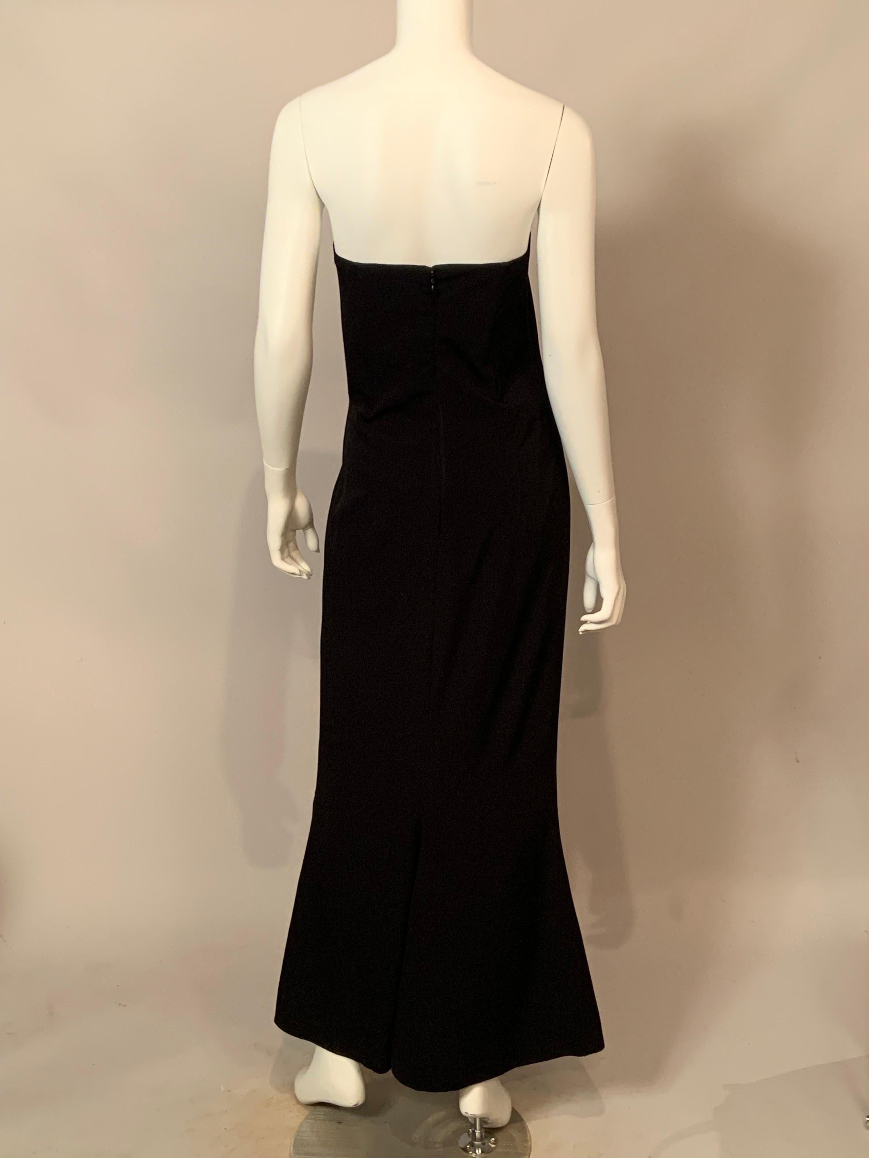 Carolina Herrera Strapless Black Silk Evening Dress For Sale 1