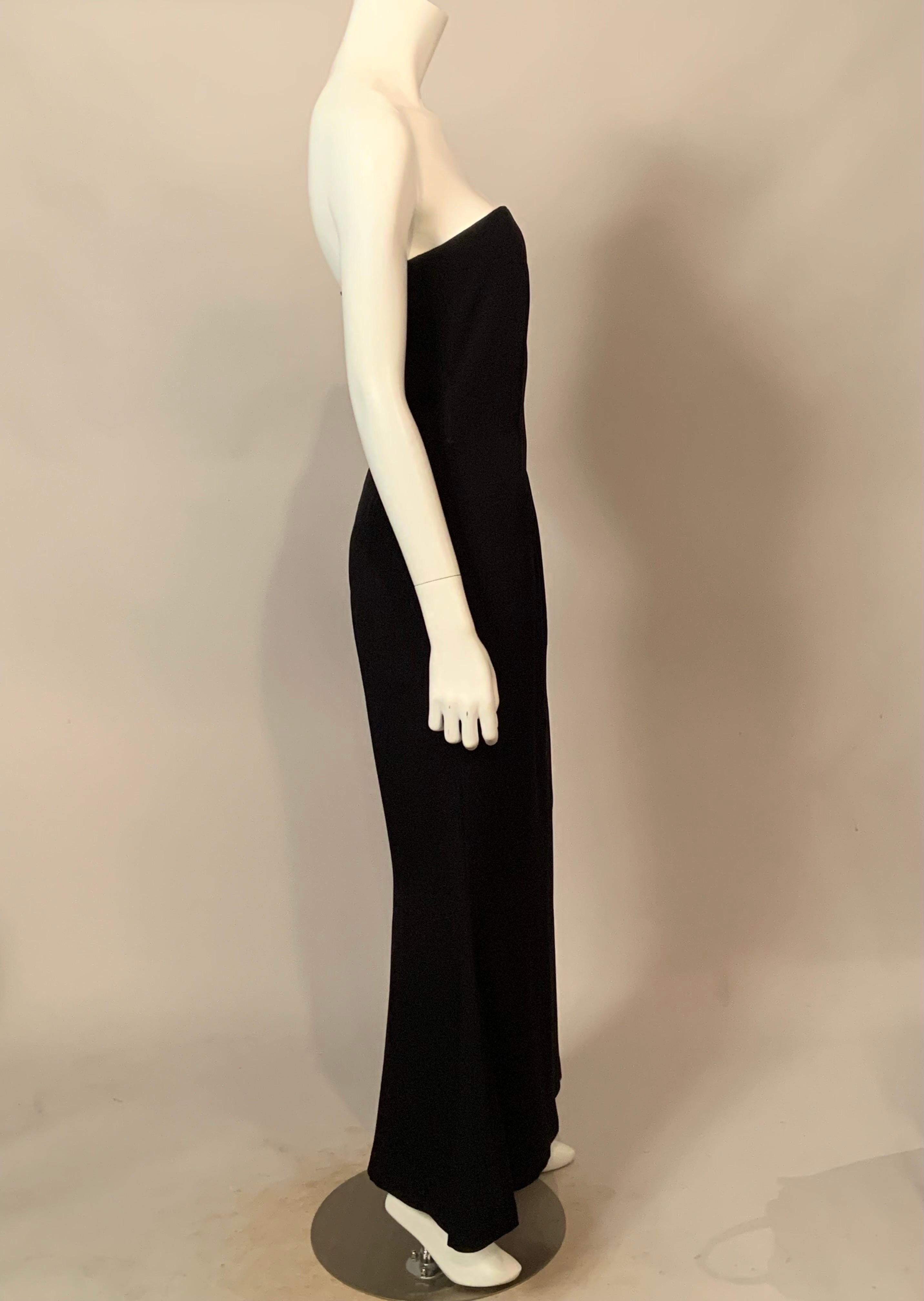 Carolina Herrera Strapless Black Silk Evening Dress For Sale 2