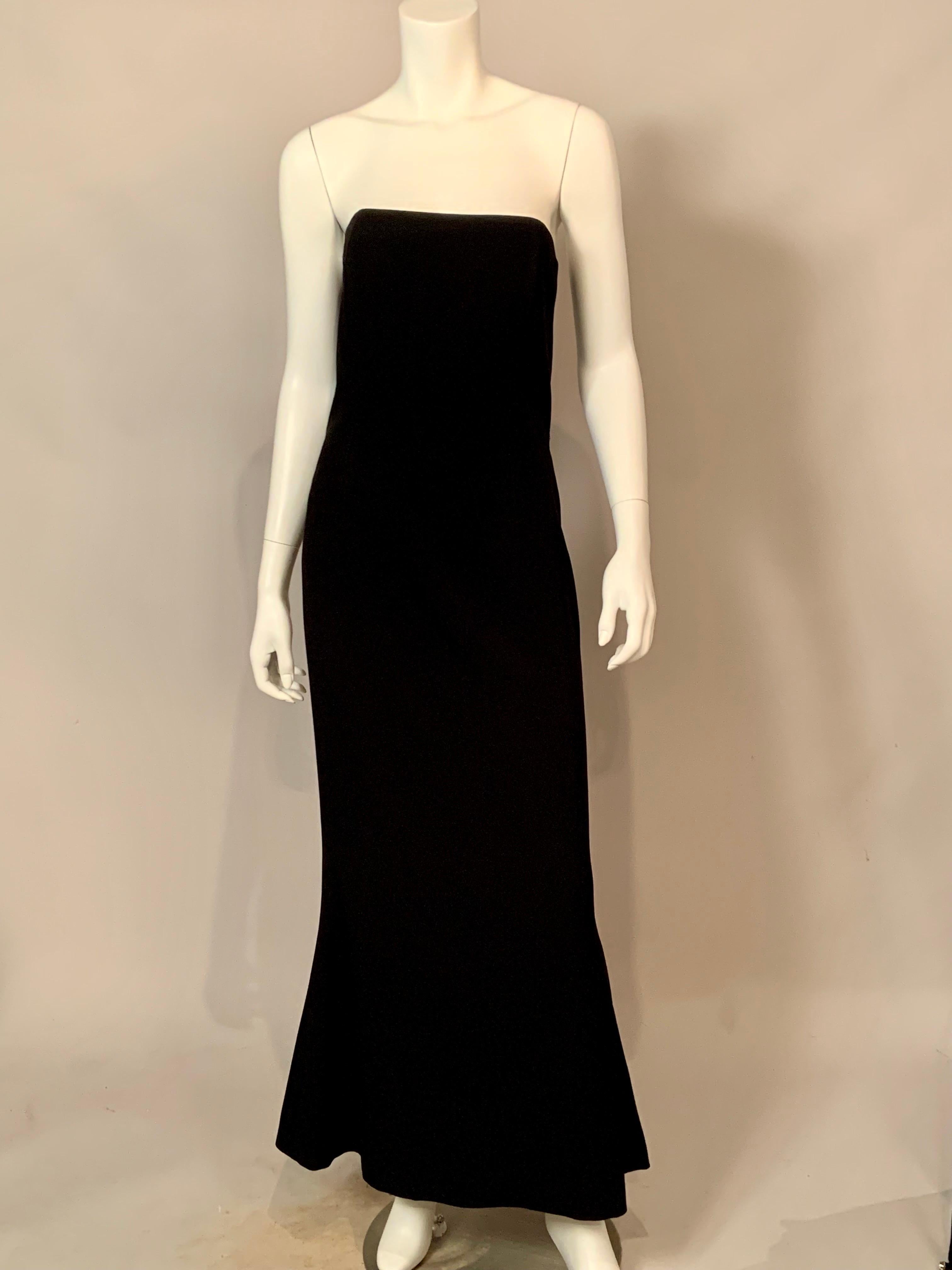 Carolina Herrera Strapless Black Silk Evening Dress For Sale 4