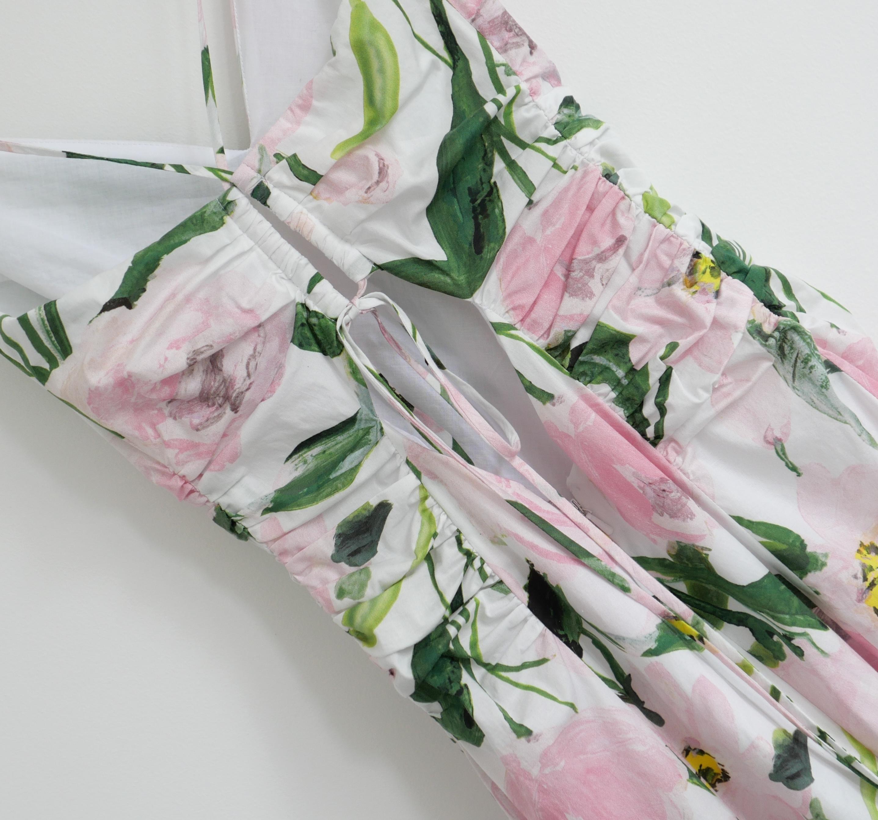 Donna Abito senza spalline con bustier a stampa floreale di Carolina Herrera in vendita