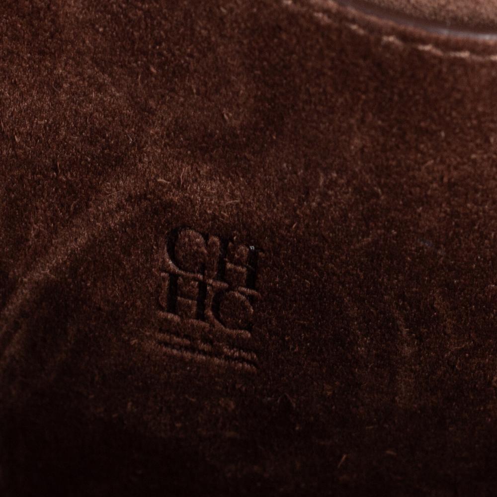 Carolina Herrera Tan Monogram Leather Medium Doma Insignia Shoulder Bag 2