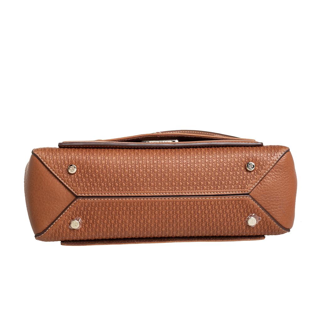 Donna Carolina Herrera Borsa a tracolla media Doma Insignia in pelle Monogram Tan